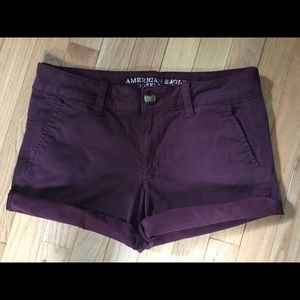 Burgundy midi American eagle shorts